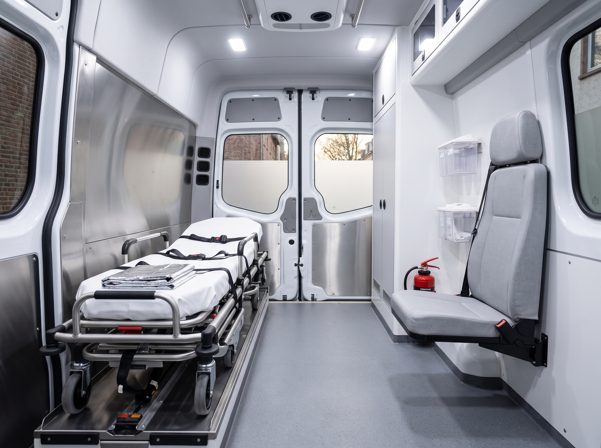 Tragestuhl und medizinische Ausstattung im Fahrzeug von Iqbal Patiententransport